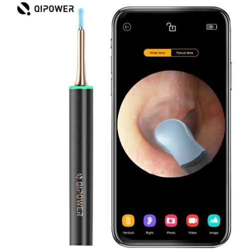 QIPOWER(チーパワー) スマホとつないでアプリで見ながら掃除ができるスマート耳かき　QiPower スマート耳かき QE-15 ブラック IOT-QP-15-BK
