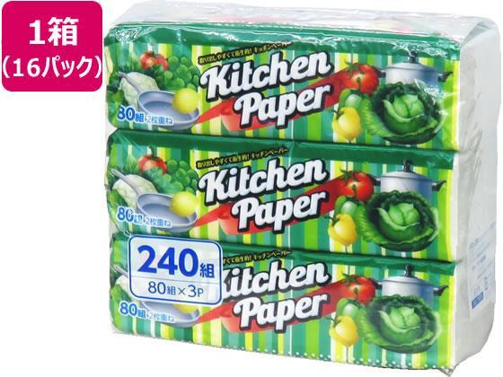アスト わたし百科キッチンペーパー 80組 3個×16パック[代引不可]【仕入先直送品Ａ】