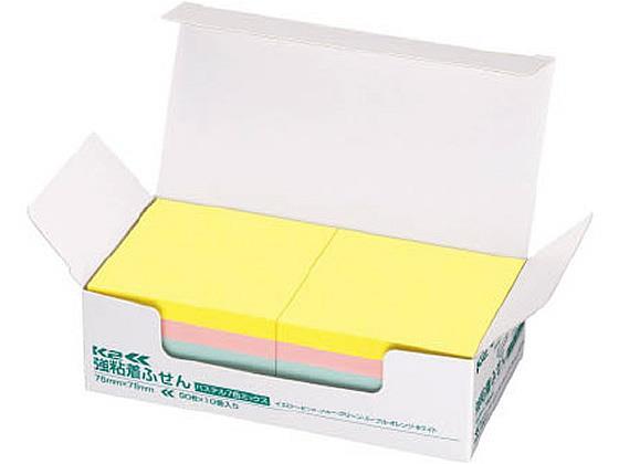 コクヨ 強粘着ふせん〈K2〉 75×75 7色ミックス パステル10冊[代引不可]【仕入先直送品Ａ】