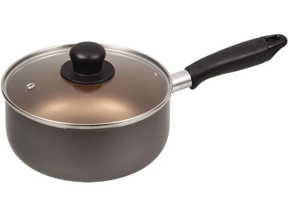 パール金属 ふっ素加工 ガラス蓋付 片手鍋 18cm[代引不可]【仕入先直送品Ａ】