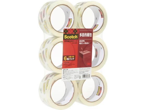 3M スコッチ 透明梱包用テープ 中量物用 65μ 48mm×50m 6巻[代引不可]【仕入先直送品Ａ】