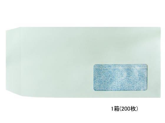 今村紙工 透けない窓付き封筒テープ付 長3 グリーン 200枚[代引不可]【仕入先直送品Ａ】