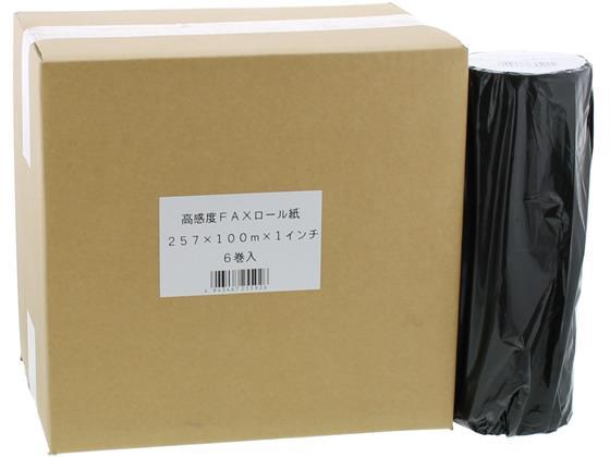 その他 高感度FAXロール紙 B4サイズ 257mm×100m×1インチ 6本[代引不可]【仕入先直送品Ａ】