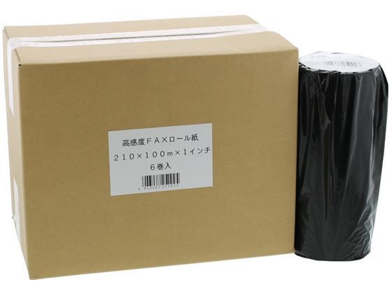 その他 高感度FAXロール紙 A4サイズ 210mm×100m×1インチ 6本[代引不可]【仕入先直送品Ａ】