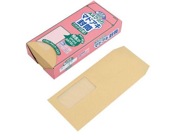 オキナ A4ぴったりマドアキ封筒 クラフト 100枚[代引不可]【仕入先直送品Ａ】