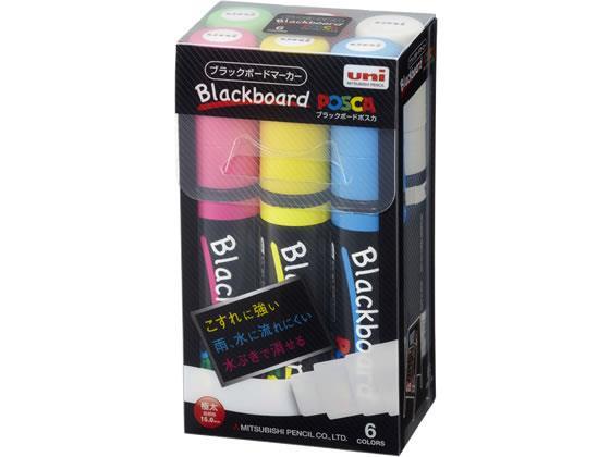 三菱鉛筆 ブラックボードポスカ 極太 6色セット[代引不可]【仕入先直送品Ａ】