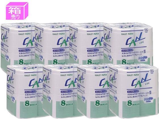 その他 トイレットペーパー CAN 100mシングル 8ロール×8パック[代引不可]【仕入先直送品Ａ】