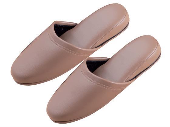 その他 抗菌レザー調スリッパ キャメルブラウン ［10足］/36036[代引不可]【仕入先直送品Ａ】