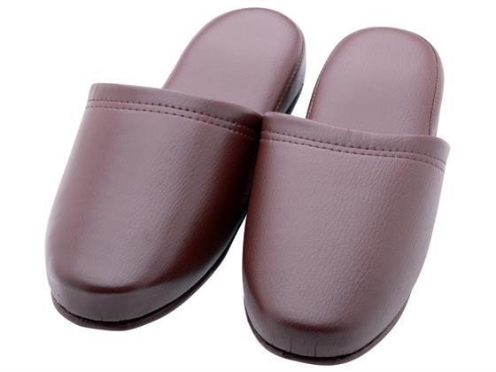 その他 抗菌レザー調スリッパ ダークワイン［10足］/36037[代引不可]【仕入先直送品Ａ】