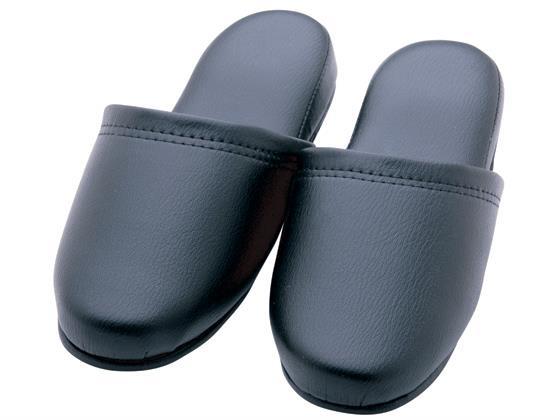 その他 抗菌レザー調スリッパ ブラック［10足］/36038[代引不可]【仕入先直送品Ａ】