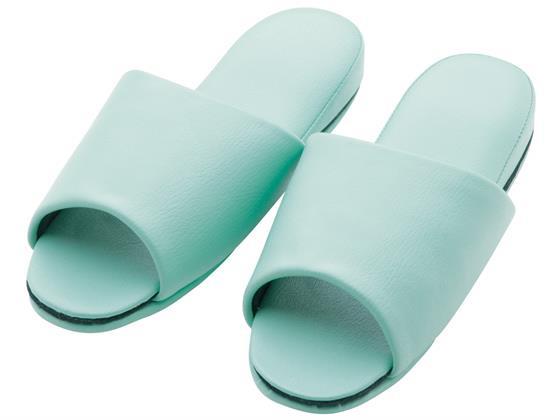 その他 抗菌レザー調前開きスリッパ グリーン[10足][代引不可]【仕入先直送品Ａ】