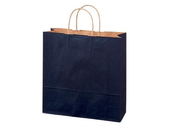 スーパーバッグ カラー紙手提げ袋 紺 M 50枚[代引不可]【仕入先直送品Ａ】