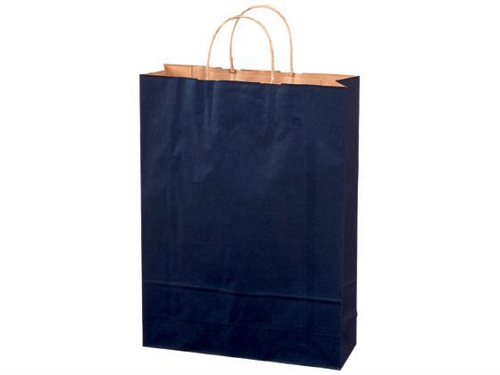 スーパーバッグ カラー紙手提げ袋 紺 L 50枚[代引不可]【仕入先直送品Ａ】