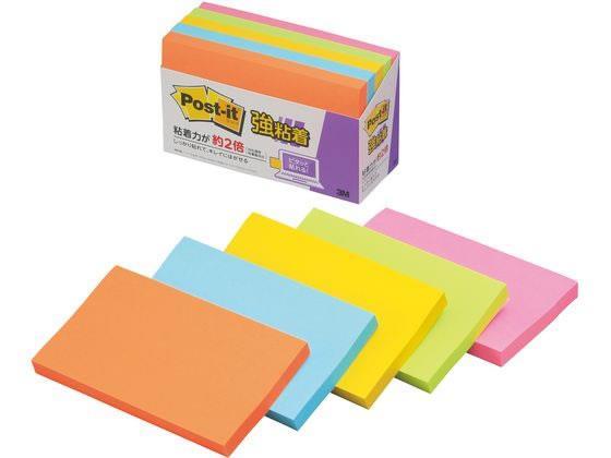 3M(スリーエム) ポスト・イット 強粘着 ノート 75×127mm 5色パック