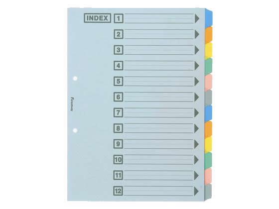 Forestway カラーインデックスカード A4タテ 12山 2穴 50組[代引不可]【仕入先直送品Ａ】