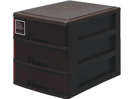 サンコープラスチック A4レターケース浅型3段 シルキー403 ブラウン[代引不可]【仕入先直送品Ａ】