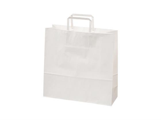 スーパーバッグ 紙手提袋 白無地 平紐M 50枚[代引不可]【仕入先直送品Ａ】