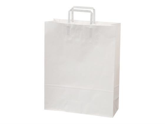 スーパーバッグ 紙手提袋 白無地 平紐L 50枚[代引不可]【仕入先直送品Ａ】