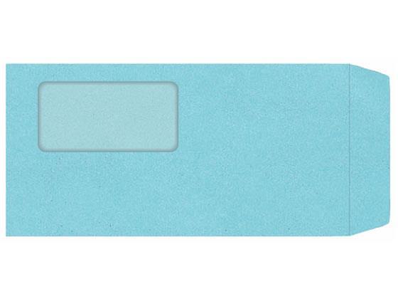 オキナ A4ぴったりマドアキ封筒 長6ブルー事務用1000枚[代引不可]【仕入先直送品Ａ】