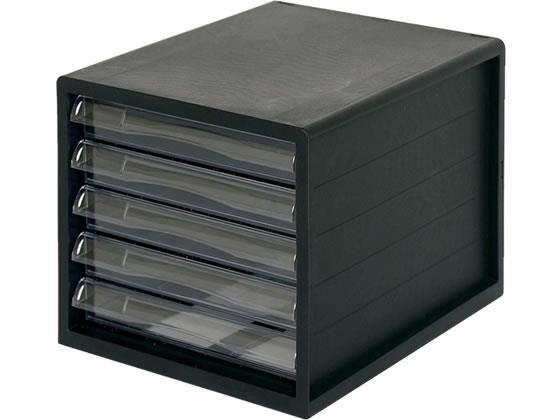 ナカバヤシ A4レターケース 浅型5段 黒[代引不可]【仕入先直送品Ａ】