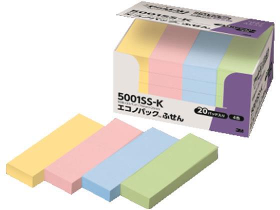 3M ポストイット エコノパック強粘着ふせん パステルカラー4色 20冊[代引不可]【仕入先直送品Ａ】