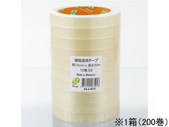 ＳＢテープ 細幅透明OPPテープ SS-4 15mm×50m 200巻[代引不可]【仕入先直送品Ａ】