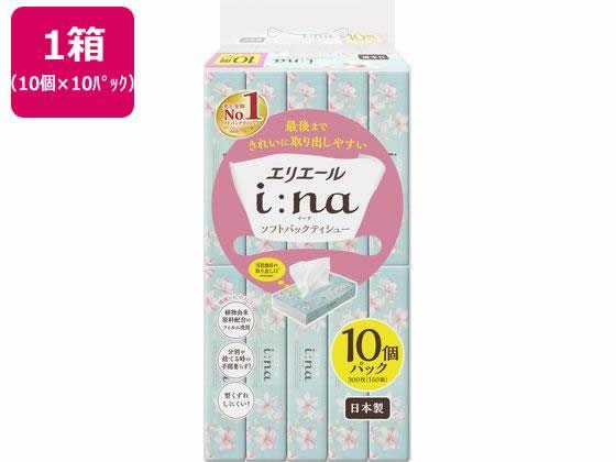 大王製紙 エリエール イーナ ソフトパックティシュー 150組 10個×10パック[代引不可]【仕入先直送品Ａ】