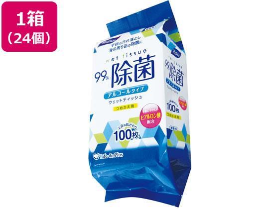 ライフ堂 リファイン除菌詰替用ウェットティッシュ100枚×24個[代引不可]【仕入先直送品Ａ】