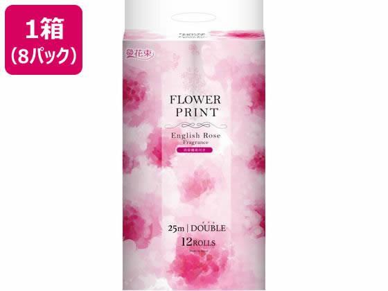 丸富製紙 花束フラワープリント ローズ 25m ダブル 12ロール×8パック[代引不可]【仕入先直送品Ａ】