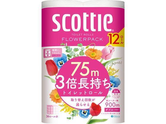 クレシア スコッティ フラワーパック 3倍長持ち ダブル 75m 12ロール[代引不可]【仕入先直送品Ａ】
