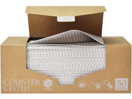 ストリックスデザイン 抗菌カウンタークロスBOX 50枚 グレー[代引不可]【仕入先直送品Ａ】