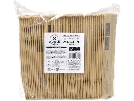 ストリックスデザイン 木製フォーク160mm 100本[代引不可]【仕入先直送品Ａ】