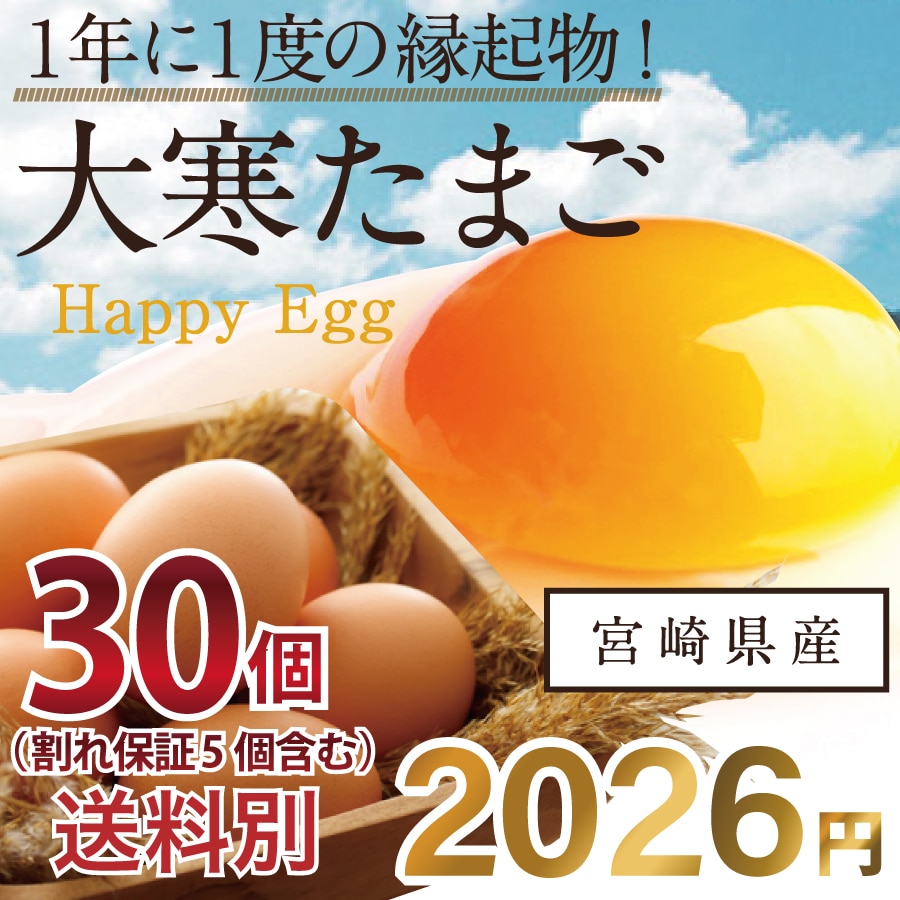 ＼予約受付中／大寒たまご30個(縁起卵)お一人様1セットのみ (宮崎県・鹿児島県産2026年) タマチャンショップ