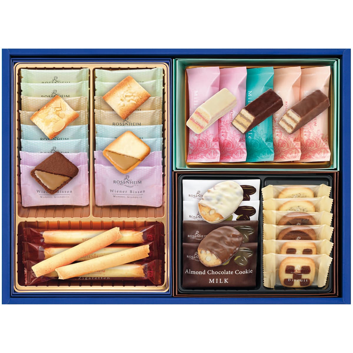 お歳暮 御歳暮 早割 冬ギフト 帰歳暮 ギフト プレゼント 送料無料 ギフト 2025 「ローゼンハイム」グランセレクション 「RGS-2」 スイーツ 洋菓子 焼菓子 名店 ミルフィーユ ヴィーナービッセン ツィガレッテン クッキー ビスケット RGS-2【GF】