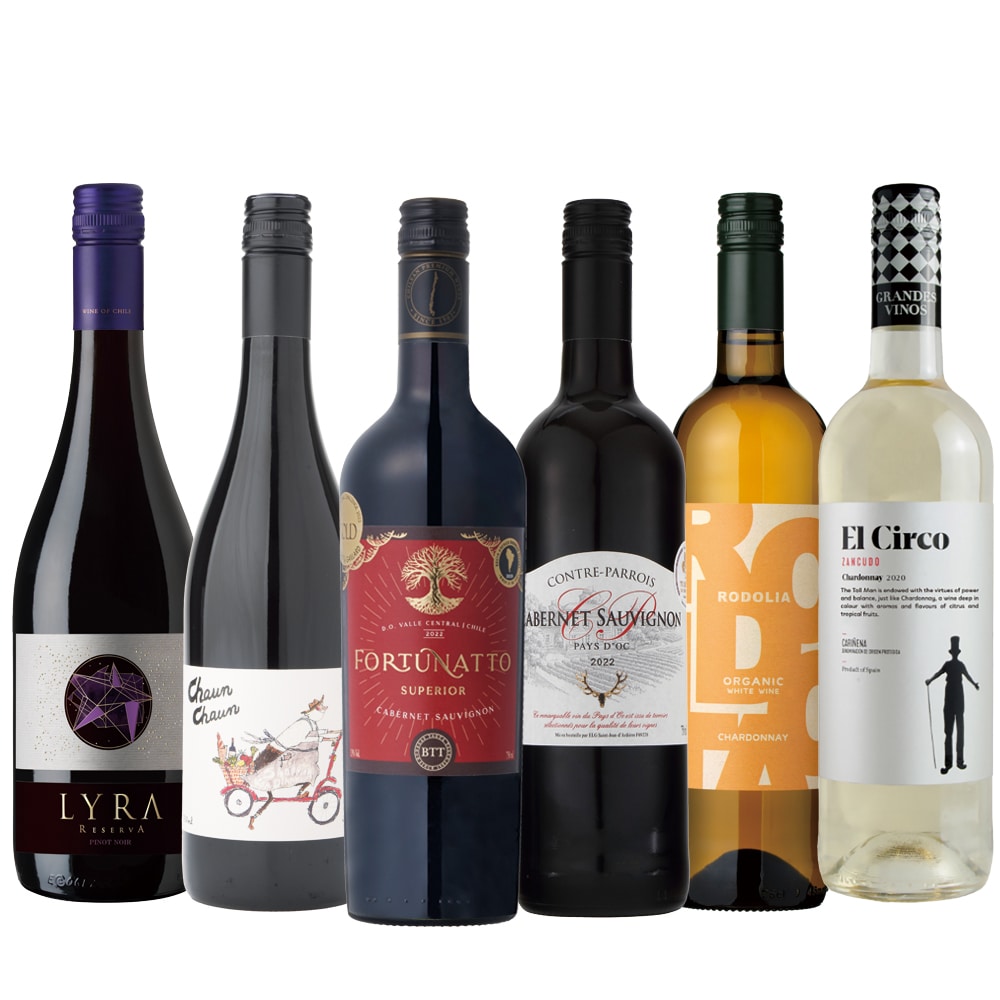 品種を味わうワインセット！カベルネ、ピノノワール、シャルドネ6本セット【FD】