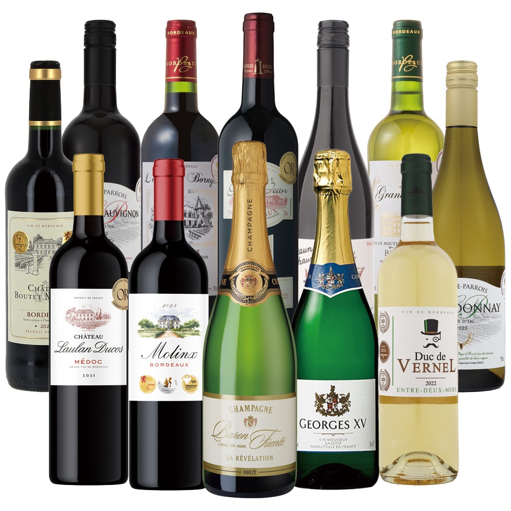 オールフランス　銘醸産地シャンパーニュ＆メドック入特選赤白泡12本セット【FD】