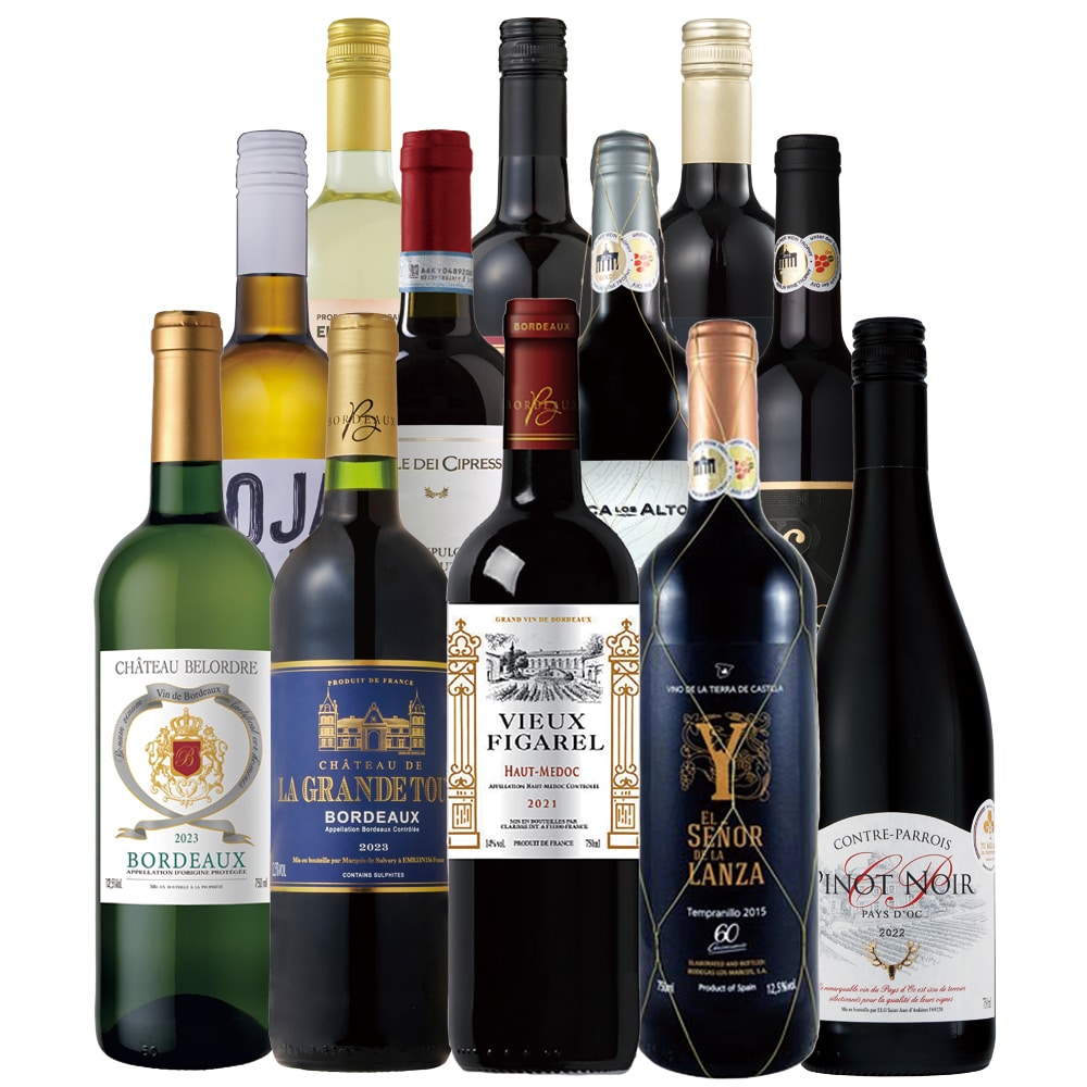 オー・メドック入り！ソムリエ厳選欧州ワイン赤白泡12本セット【FD】