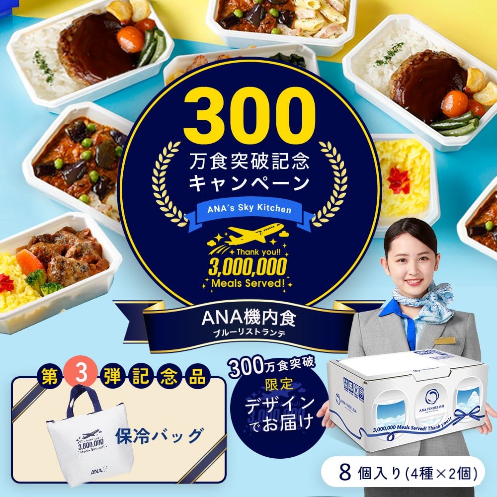 3月1日販売開始!!【300万食突破記念】第3弾 ルンルン!おでかけテイクオフセット(機内食8個+オリジナル保冷バッグ)