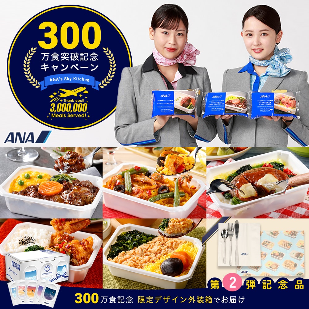 【300万食突破記念】第2弾 ワクワク!食卓彩りセット(機内食10個+機内カトラリー&オリジナルランチョンマット)