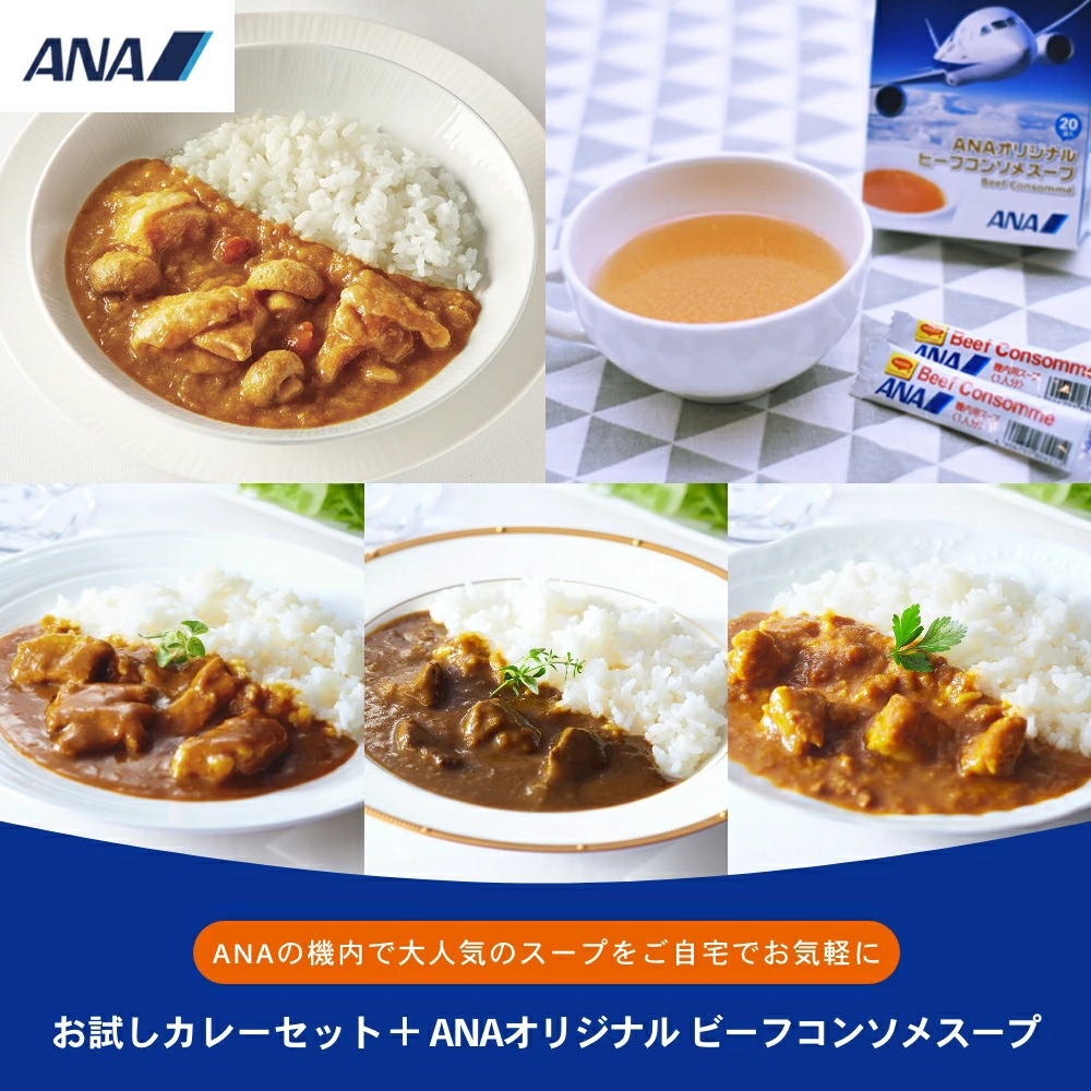 ANA FINDELISH お試しカレー4種＋ANAオリジナルビーフコンソメスープ セット