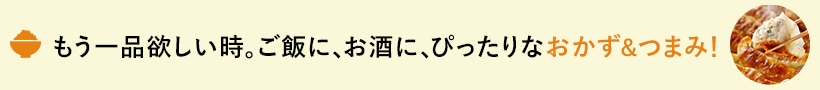 もう一品欲しい時。ご飯に、お酒に、ぴったりなおかず＆つまみ！