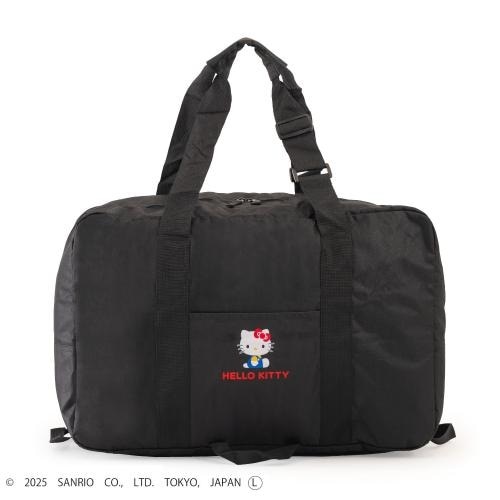 <キャラクター>トラベル 折り畳みシリーズ ドラムバッグ70L クロ_ハローキティ