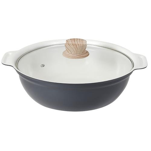 <LIV PLUS>ビストロ・セラミックIH卓上鍋 26cm ガラス蓋付