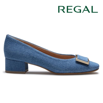 REGAL F53R スクエアトウパンプス デニム リーガル パンプス 送料無料