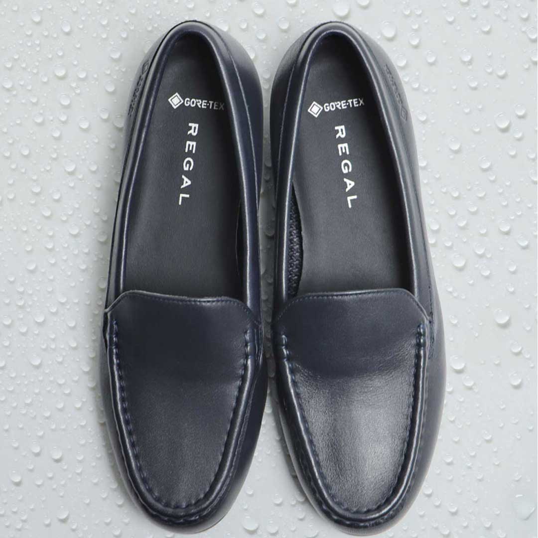 REGAL F97Q カジュアルスリッポン(GORE-TEXフットウェア) ネイビー リーガル フラットシューズ 送料無料