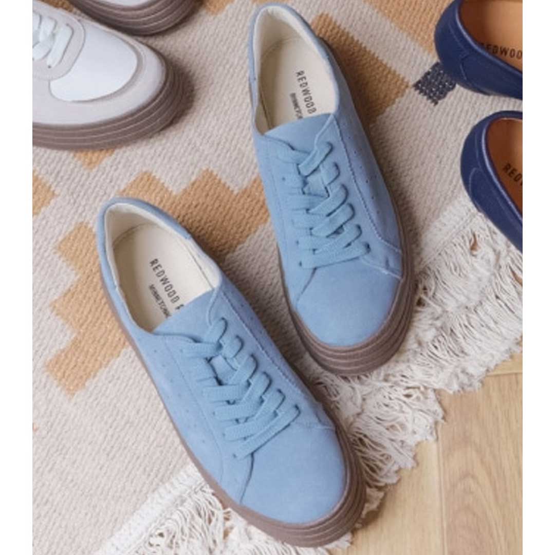REDWOOD RIVER　MINNETONKA(R) M07C コートタイプスニーカー ライトブルースエード レッドウッド リバーミネトンカ(R) スニーカー 送料無料