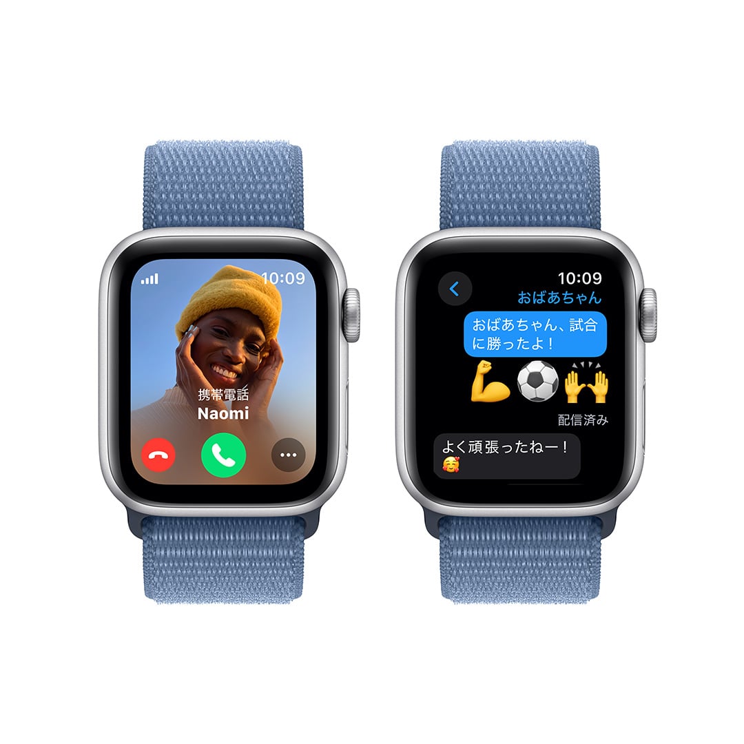 Apple Watch SE（GPS + Cellularモデル）- 40mmシルバーアルミニウムケースとウインターブルースポーツループ