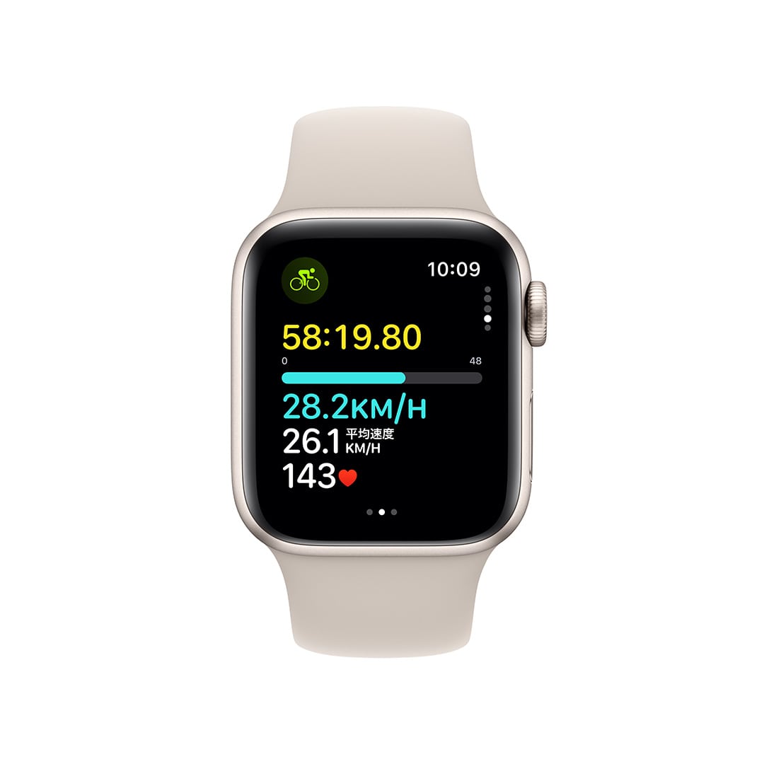 Apple Watch SE（GPSモデル）- 40mmスターライトアルミニウムケースとスターライトスポーツバンド - S/M with  AppleCare+