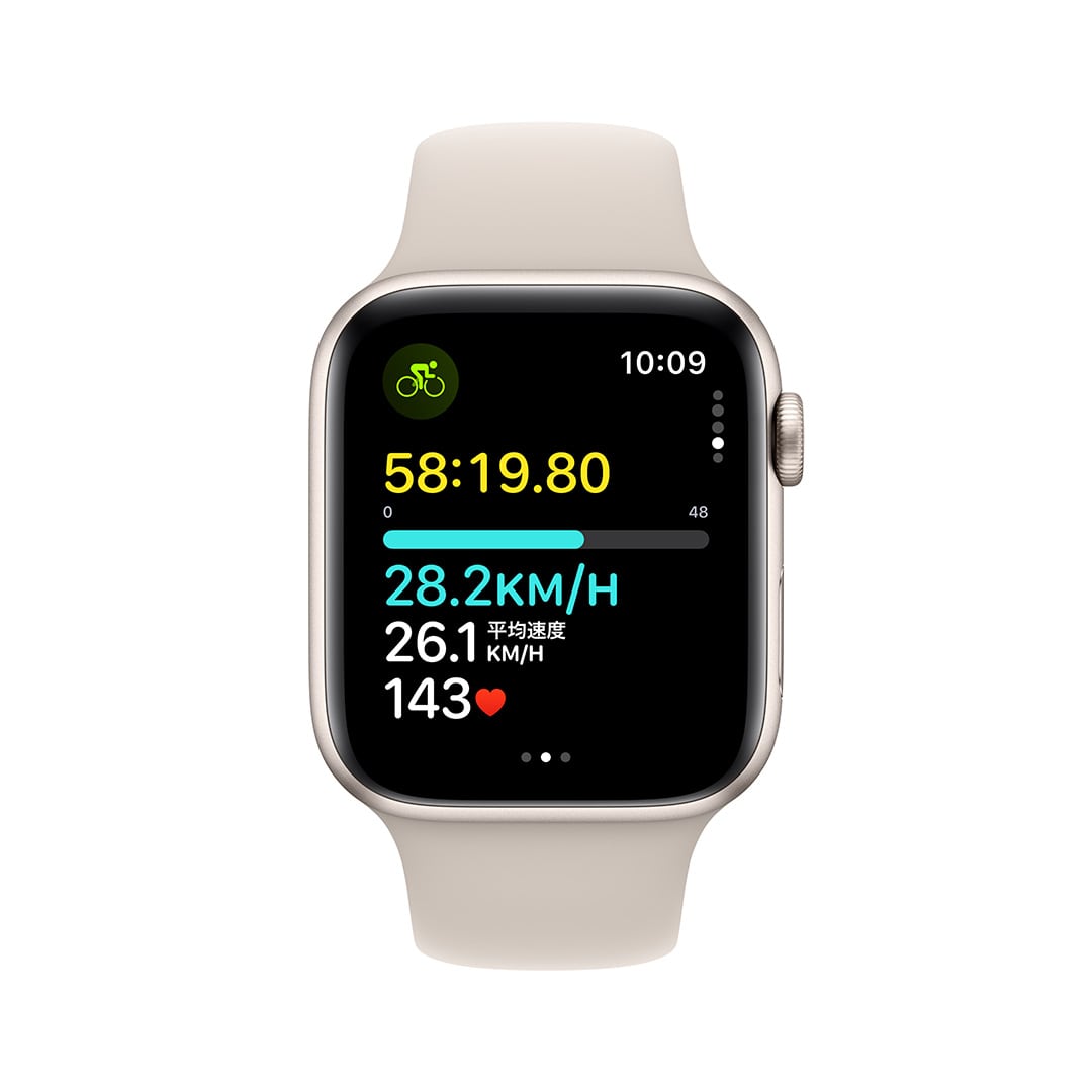 Apple Watch SE（GPSモデル）- 44mmスターライトアルミニウムケースとスターライトスポーツバンド - M/L