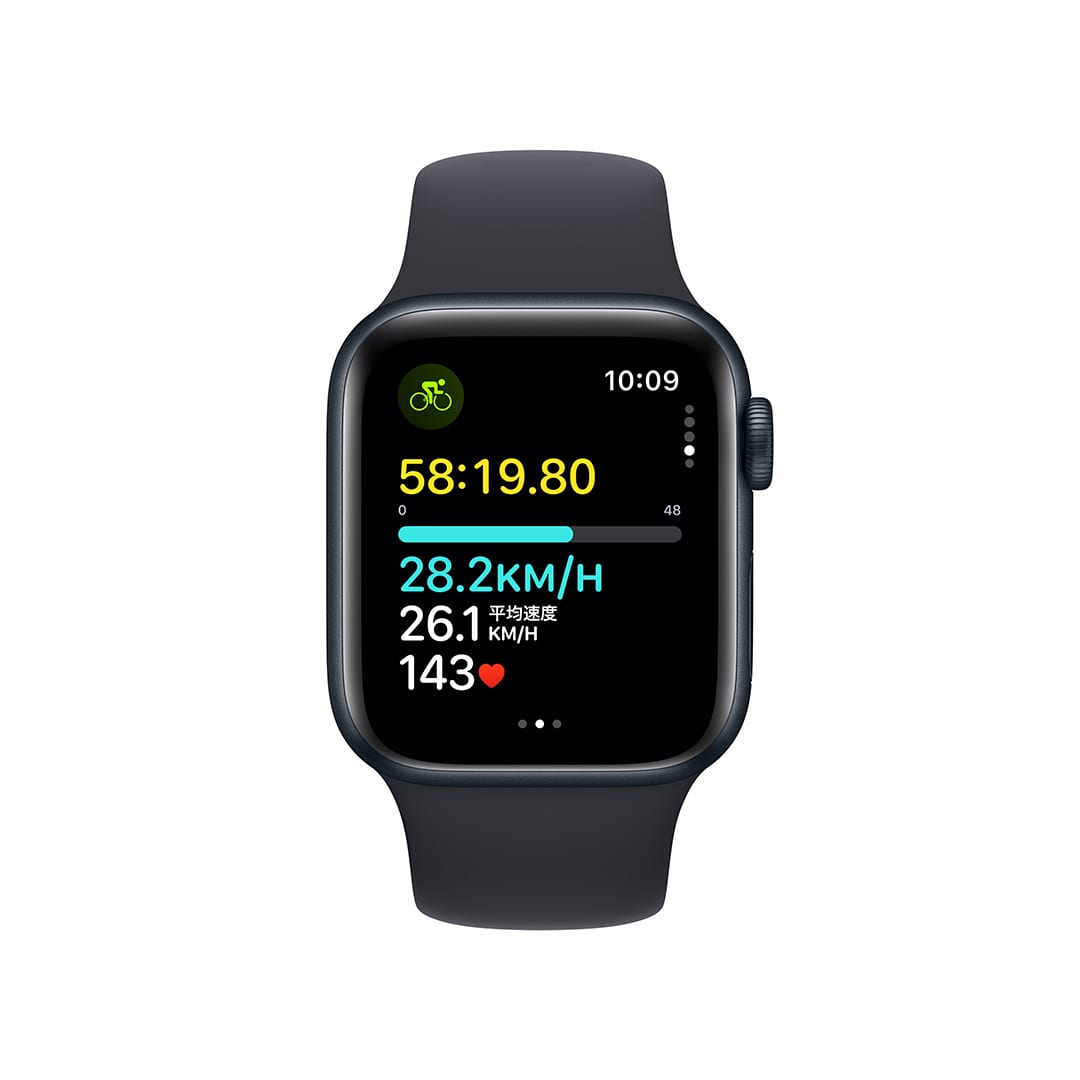 Apple Watch SE（GPS + Cellularモデル）- 40mmミッドナイトアルミニウムケースとミッドナイトスポーツバンド - S/M